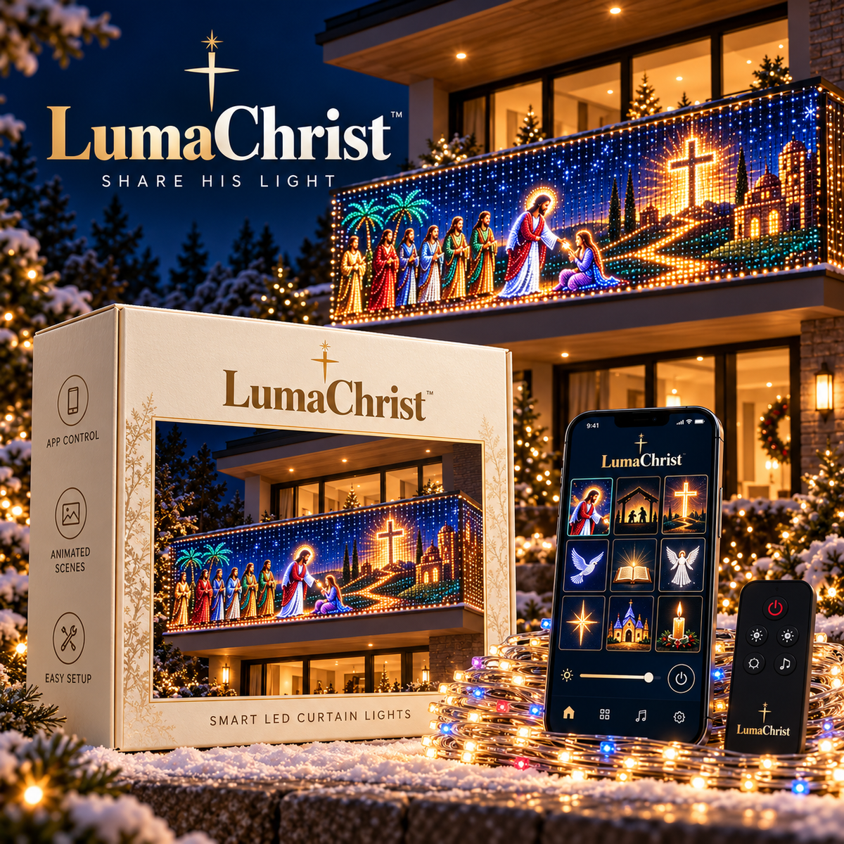 LumaChrist™ Christian LED Curtain Lights